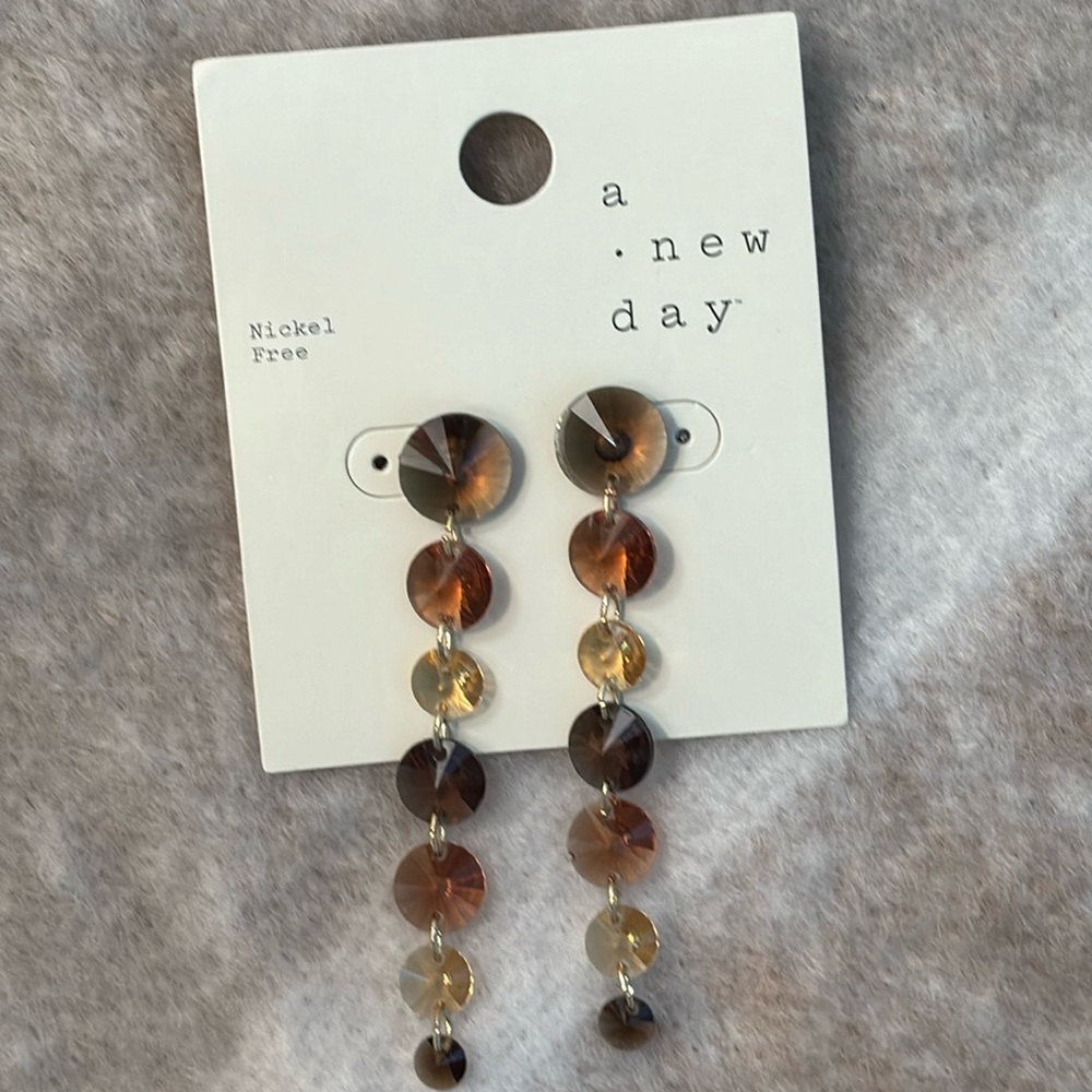 NWT A New Day Neutral Tones Linear Drop Earrings